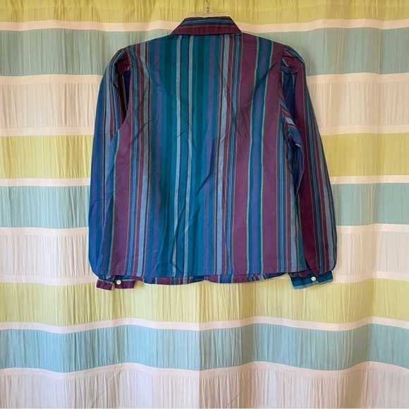 Vintage Puff Sleeve Striped Button Down Blouse Ulla Johnson Style Sz Medium - Picture 7 of 8